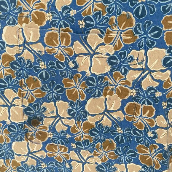 Vintage Reyn Spooner Joe Kealoha Hawaiian Shirt Men XL Blue Tan Florals Aloha - Picture 7 of 7